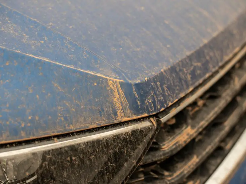 Sahara sand on the varnish of a car